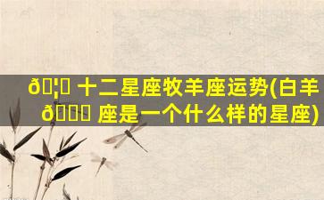 🦅 十二星座牧羊座运势(白羊 🐈 座是一个什么样的星座)